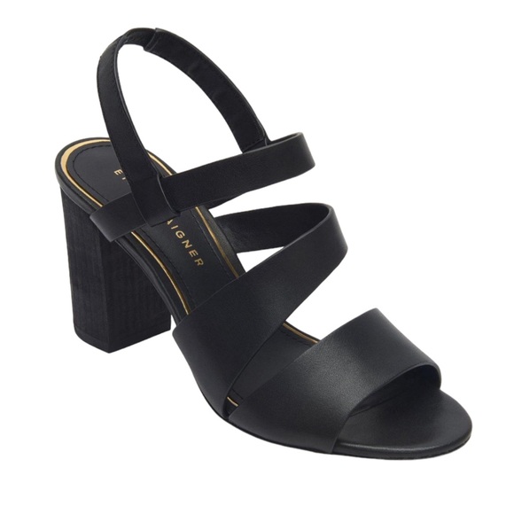 Black Strappy Block Heel Sandals - Picture 1 of 7